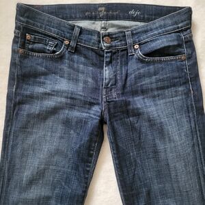 7 For All Mankind Dojo Dark Blue Flare Leg Jeans Women's Size 27 Boho Hippie Y2K